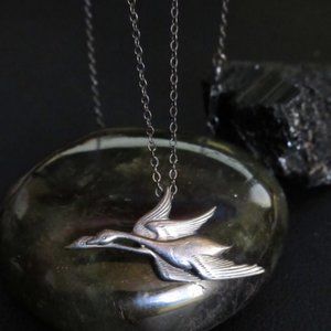 GEORG JENSON Flying Swans Necklace | Denmark | Vintage, Fully Signed, Rare